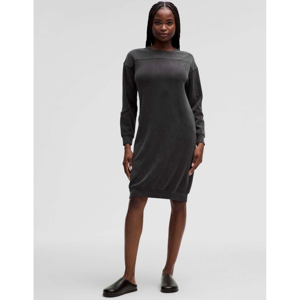 Lululemon Womens Softstreme Midi Dress Black Soft Quick Drying Pockets Size 10